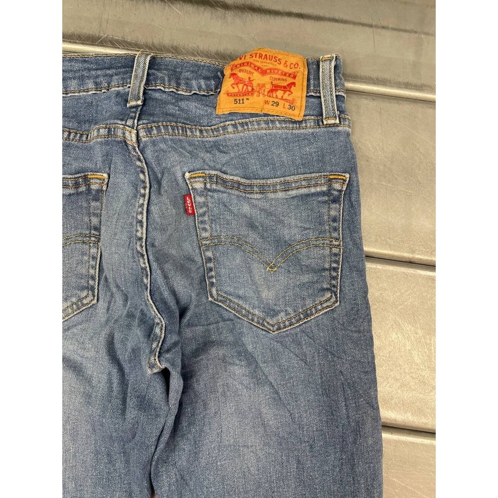 Levis 511 Jeans Mens 28x30 Blue Medium Wash Outdoor Straight - Picture 10 of 15